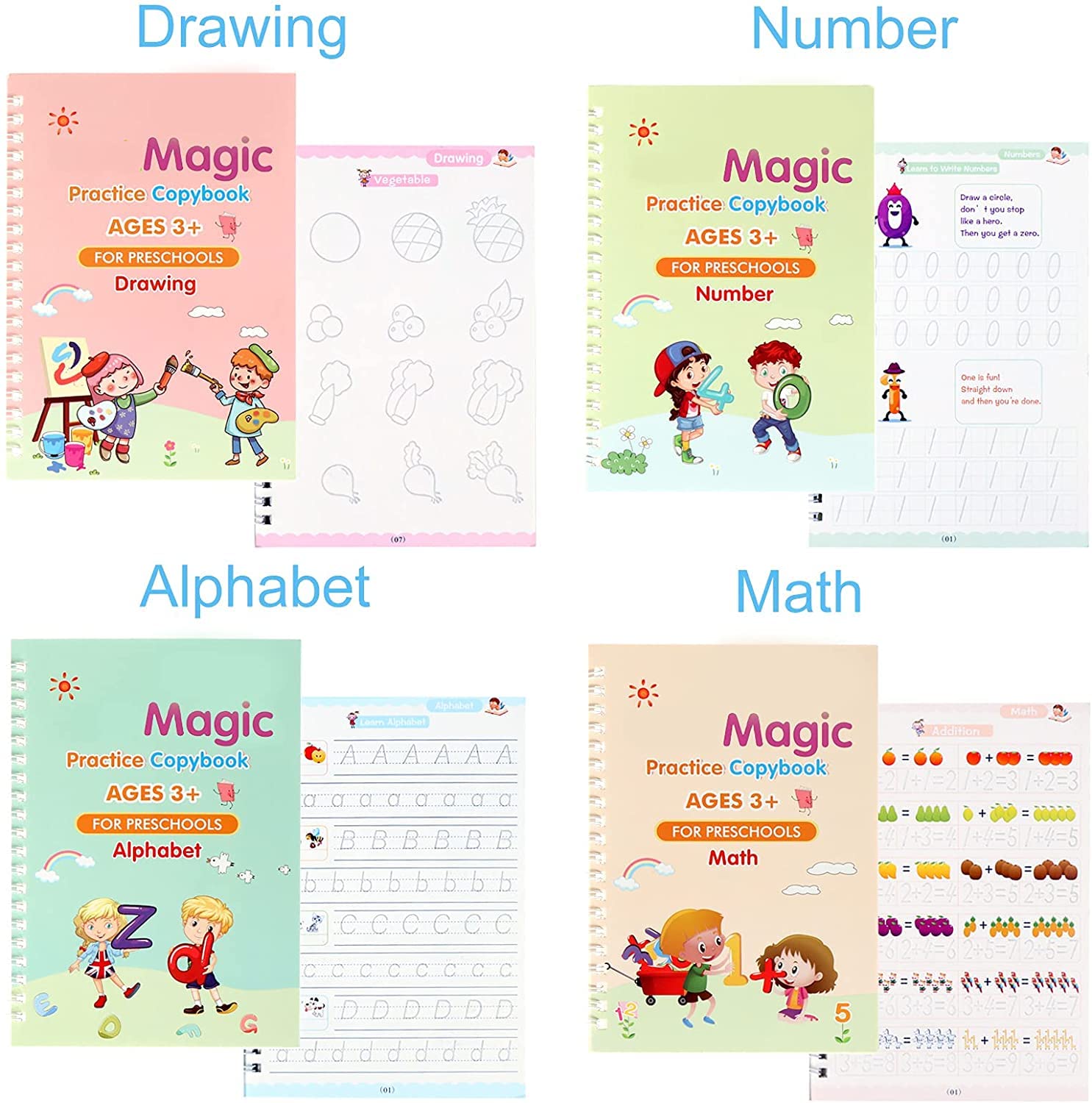 Magic Handwriting Starter Kit – 4 Copybooks + Pen Set